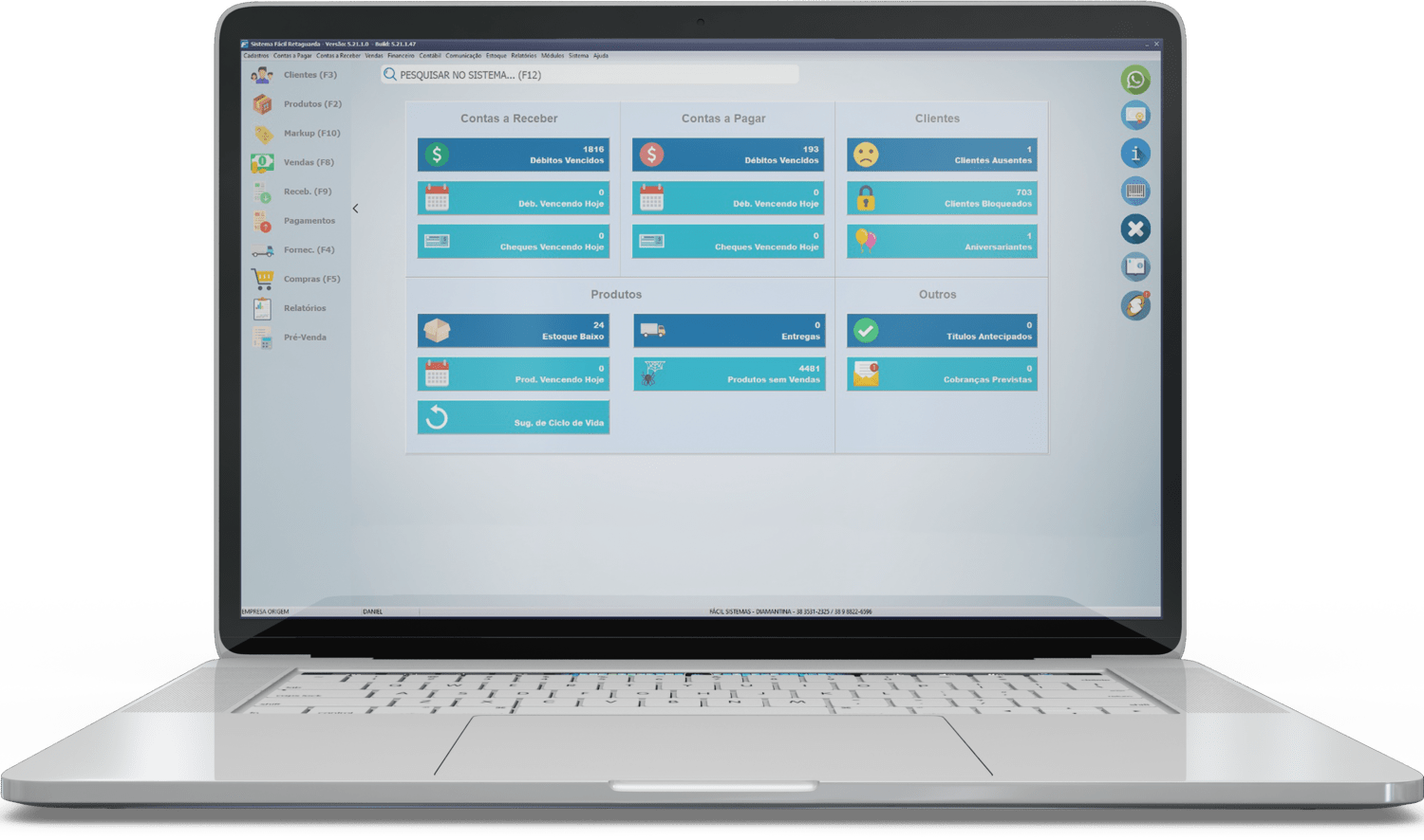 Dashboard ERP Fácil Sistemas - Relatórios e Gestão Autopeças