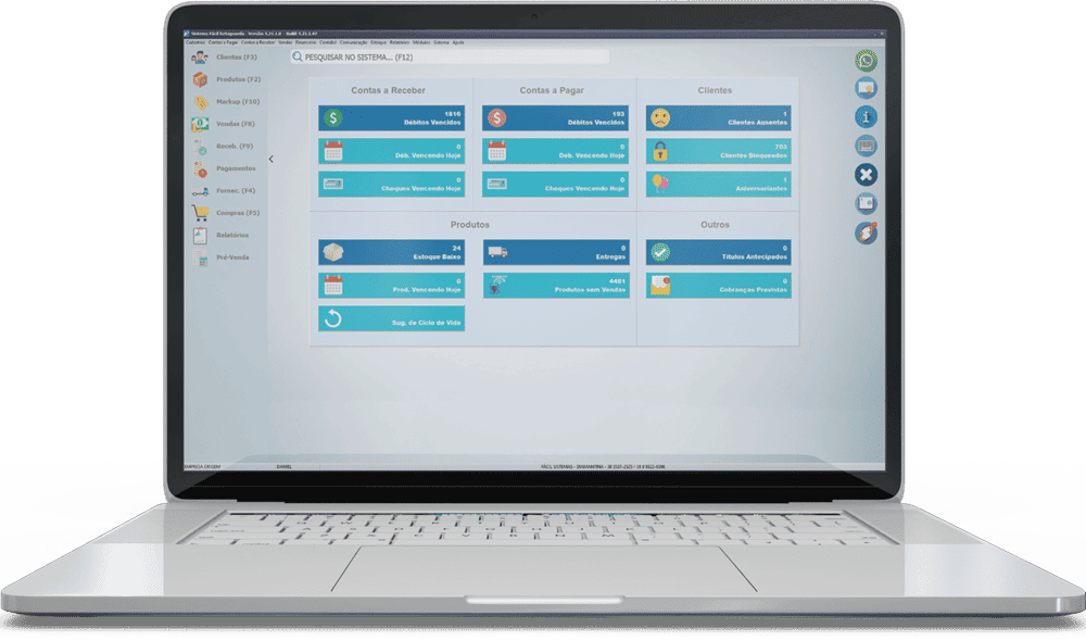 Dashboard ERP Fácil Sistemas - Relatórios e Gestão Assistência Técnica